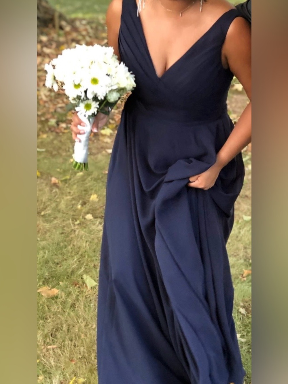 Classic navy blue V-Neck Sleeveless Maxi Dress - Picture 5 of 6
